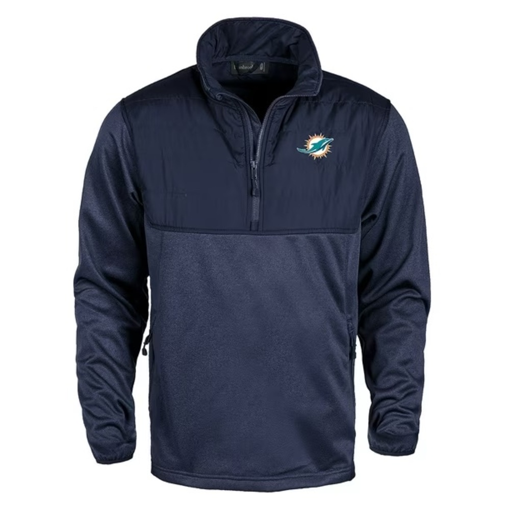NFL Miami Dolphins Embroidered logo Blue Adult Men Quarter-Zip Pullover Jacket